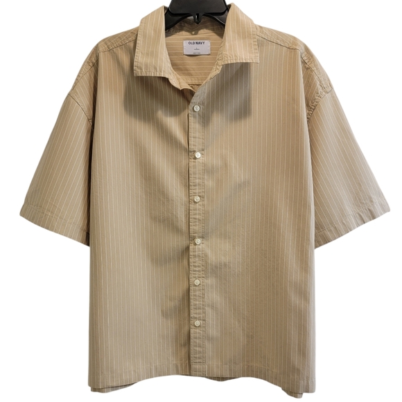 Old Navy Other - OLD NAVY MEN'S KHAKI STRIPED OVERSIZED SHIRT NWOT